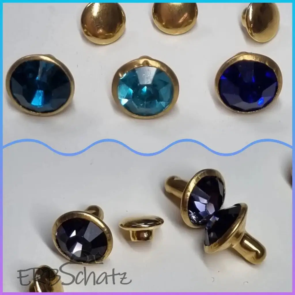 Nieten Gold mit Strassstein Farbauswahl 8x4 mm Lila