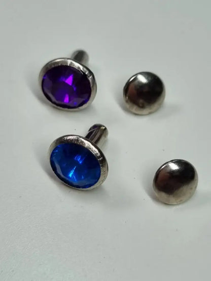 Nieten Silber mit Strassstein Blau/Lila 8x4 mm Blau