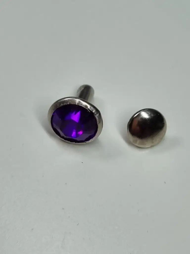 Nieten Silber mit Strassstein Blau/Lila 8x4 mm Blau