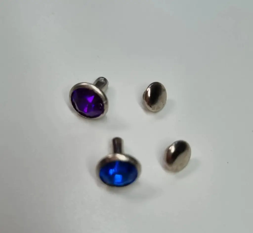 Nieten Silber mit Strassstein Blau/Lila 8x4 mm Blau