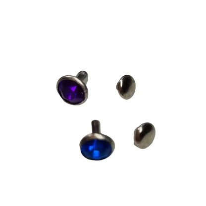 Nieten Silber mit Strassstein Blau/Lila 8x4 mm Blau