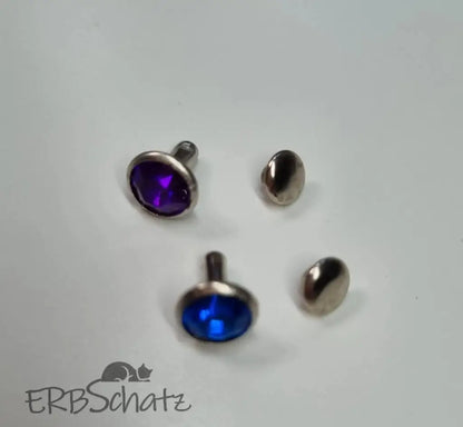 Nieten Silber mit Strassstein Blau/Lila 8x4 mm Blau