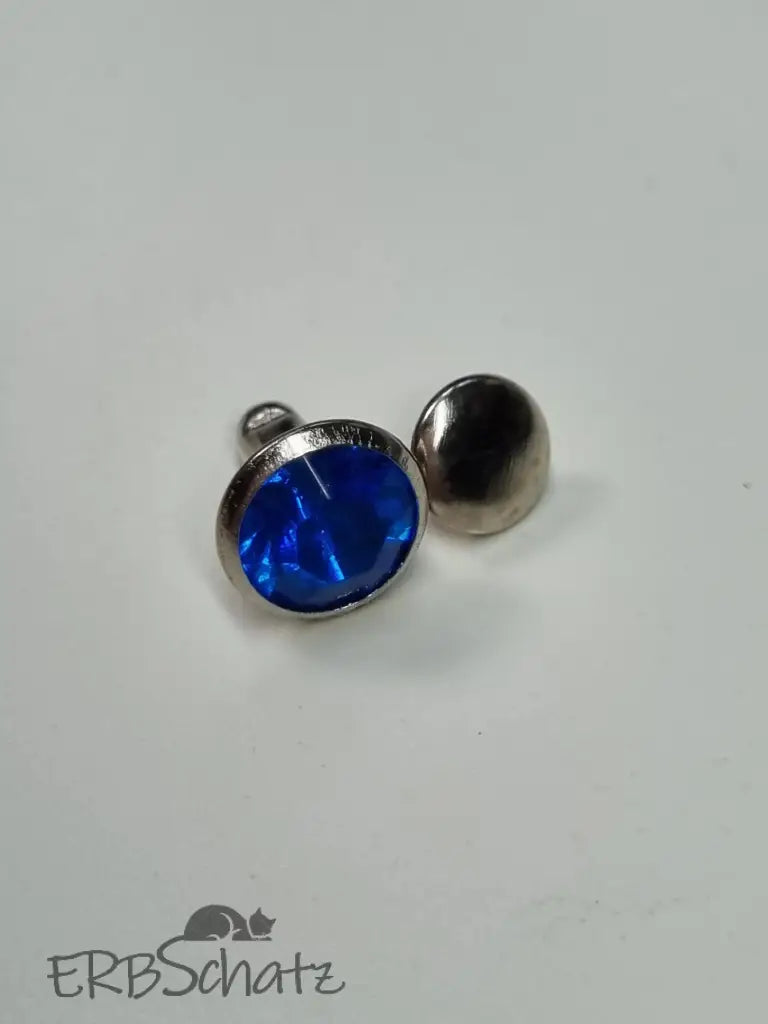 Nieten Silber mit Strassstein Blau/Lila 8x4 mm Blau