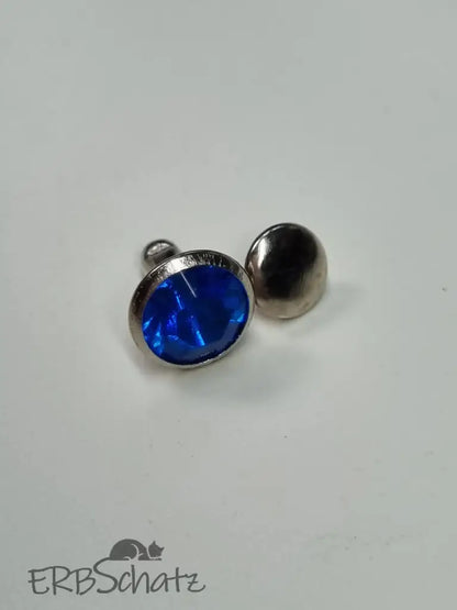 Nieten Silber mit Strassstein Blau/Lila 8x4 mm Blau