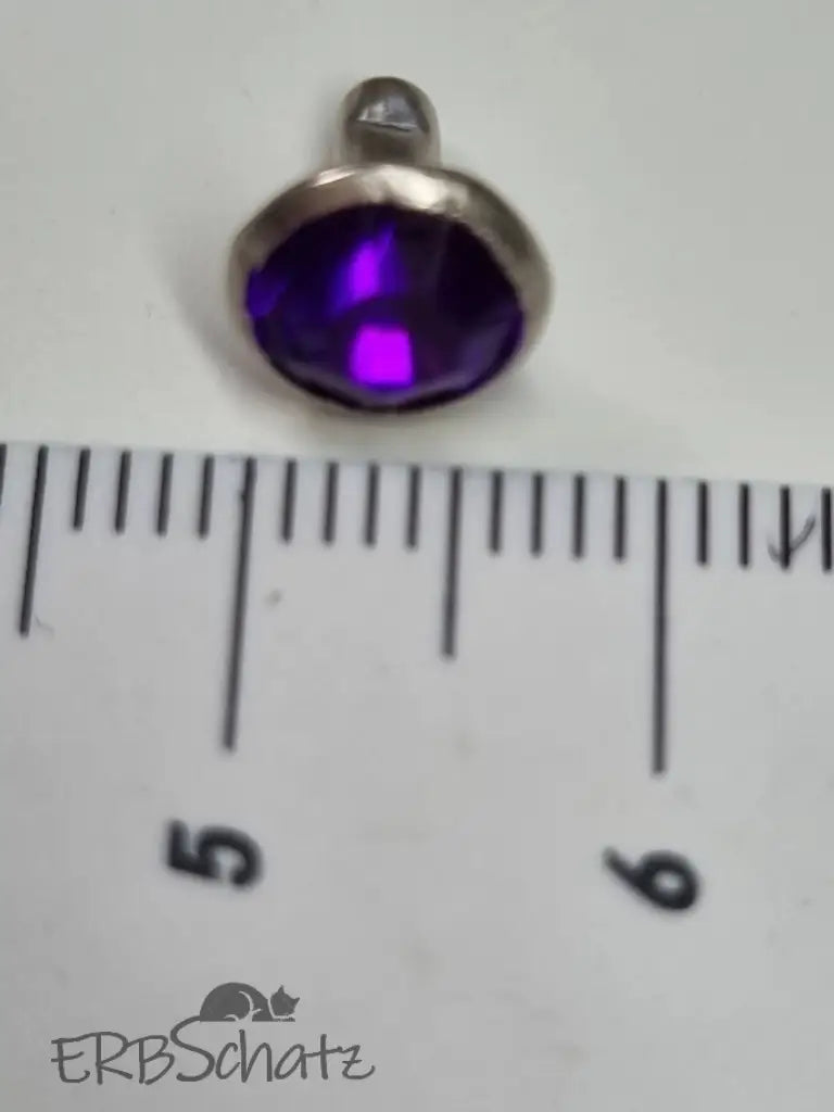 Nieten Silber mit Strassstein Blau/Lila 8x4 mm Blau