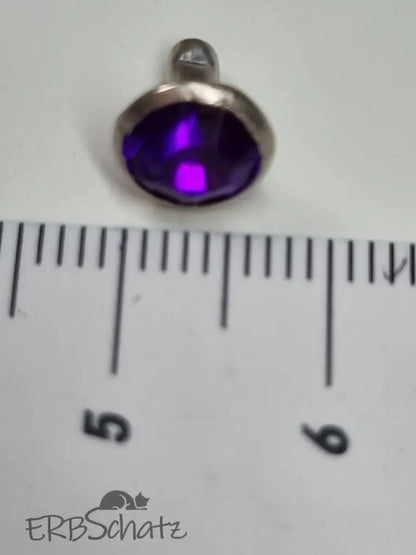 Nieten Silber mit Strassstein Blau/Lila 8x4 mm Blau