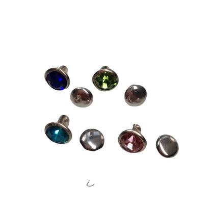 Nieten Silber mit Strassstein Farbauswahl 7x4 mm Blau