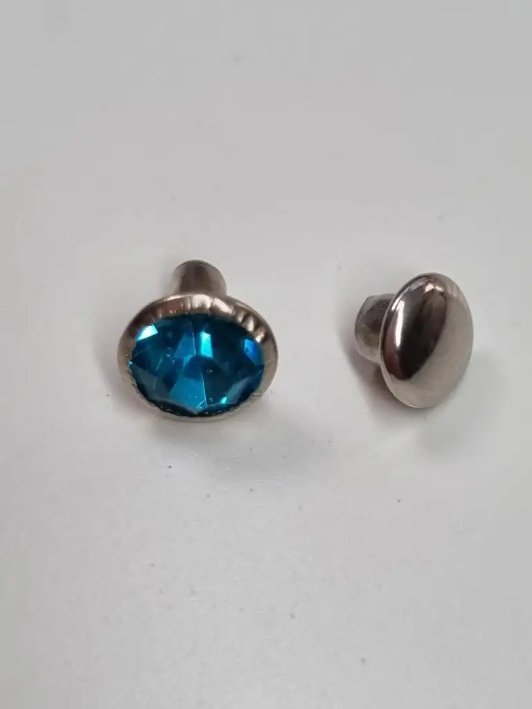 Nieten Silber mit Strassstein Farbauswahl 7x4 mm Blau