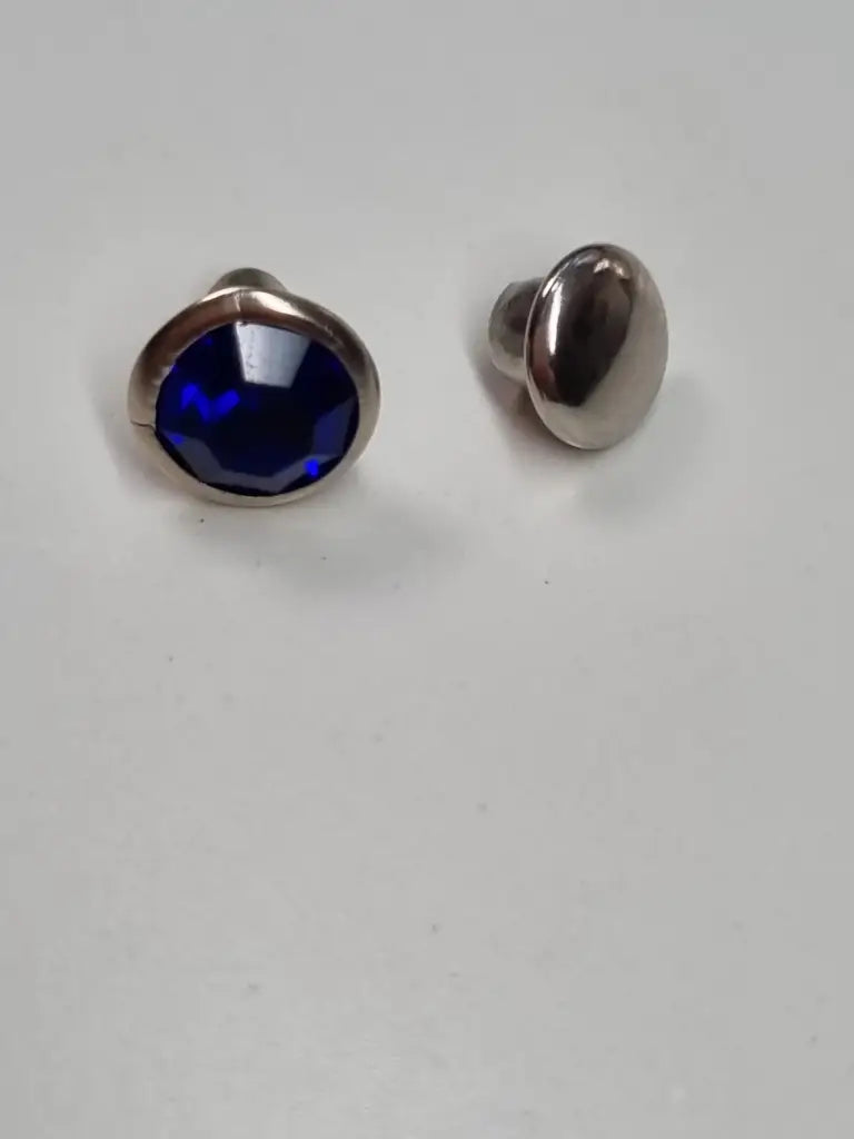 Nieten Silber mit Strassstein Farbauswahl 7x4 mm Blau