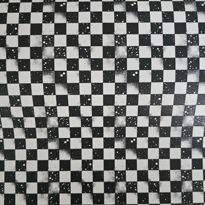 Kunstleder Grunge Schachbrett 50 x 140 cm