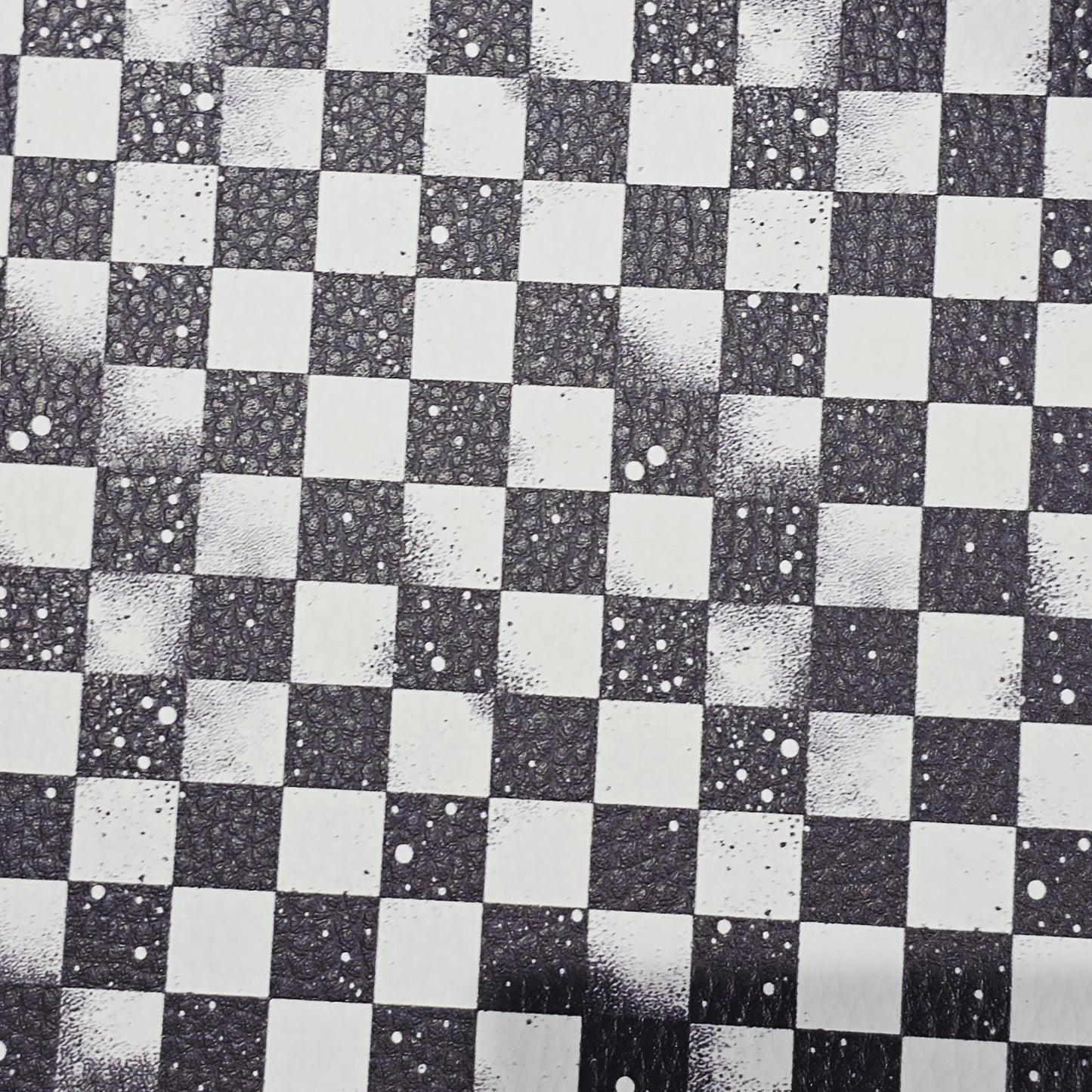 Kunstleder Grunge Schachbrett 50 x 140 cm