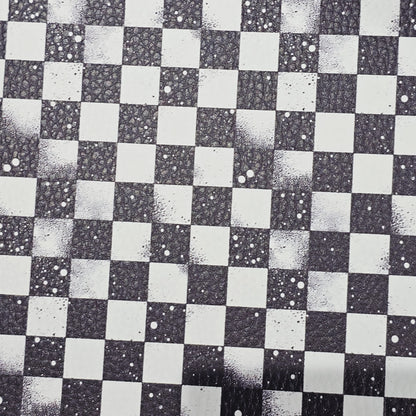 Kunstleder Grunge Schachbrett 50 x 140 cm