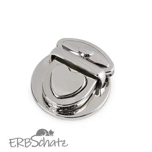 Taschen Steckverschluss Herz | 30 x 32 mm - Silber
