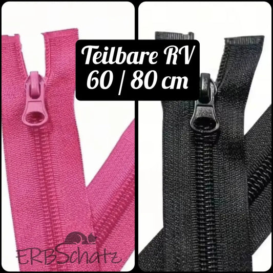 Teilbare Reißverschlüsse Black / Pink | 60 cm | 80 cm