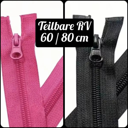 Teilbare Reißverschlüsse Black / Pink | 60 cm | 80