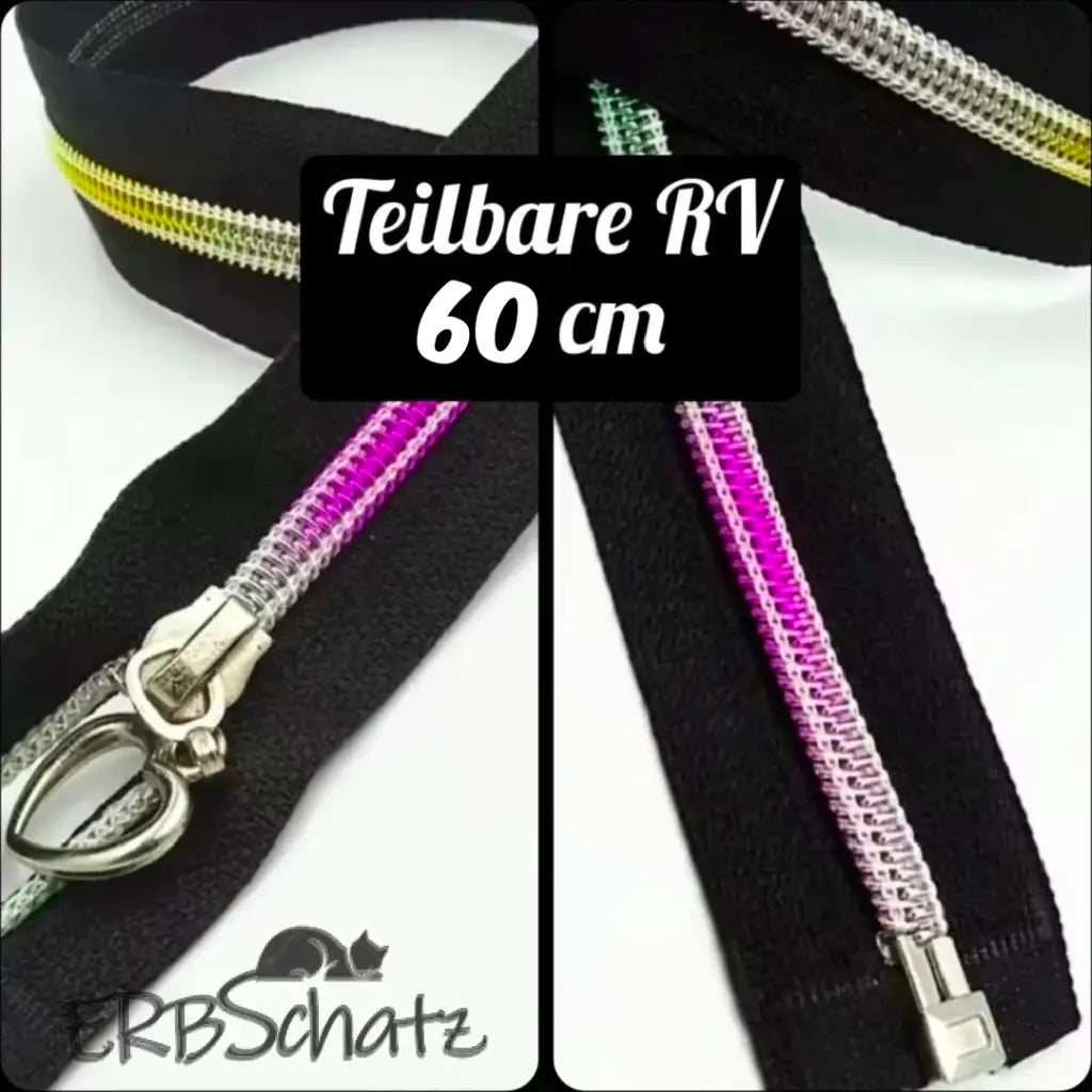 Teilbare Reißverschlüsse Black Rainbow | 60 cm - Black