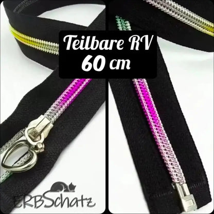 Teilbare Reißverschlüsse Black Rainbow | 60 cm - Black