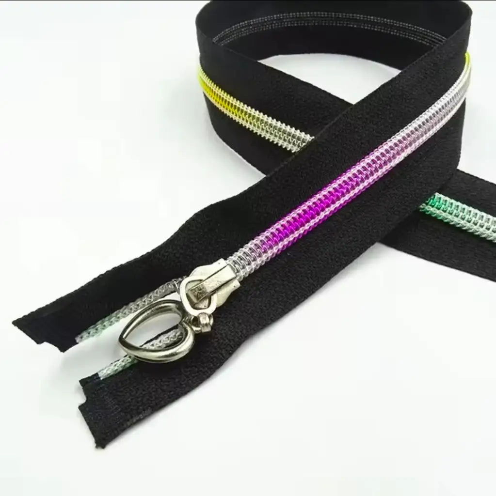 Teilbare Reißverschlüsse Black Rainbow | 60 cm