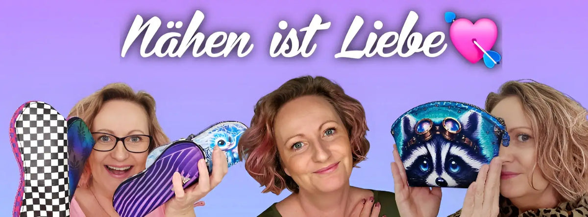 Blaues Reißverschlussetui mit Waschbär-Thema, glitzernder Textur und Brillendesign