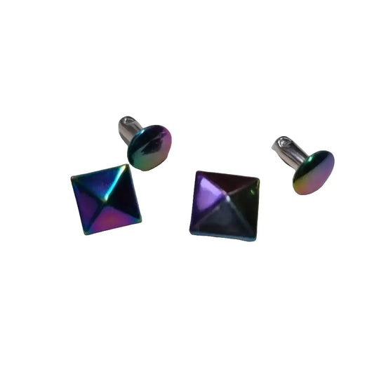 Viereck Niete Pyramide Rainbow 9/10 mm