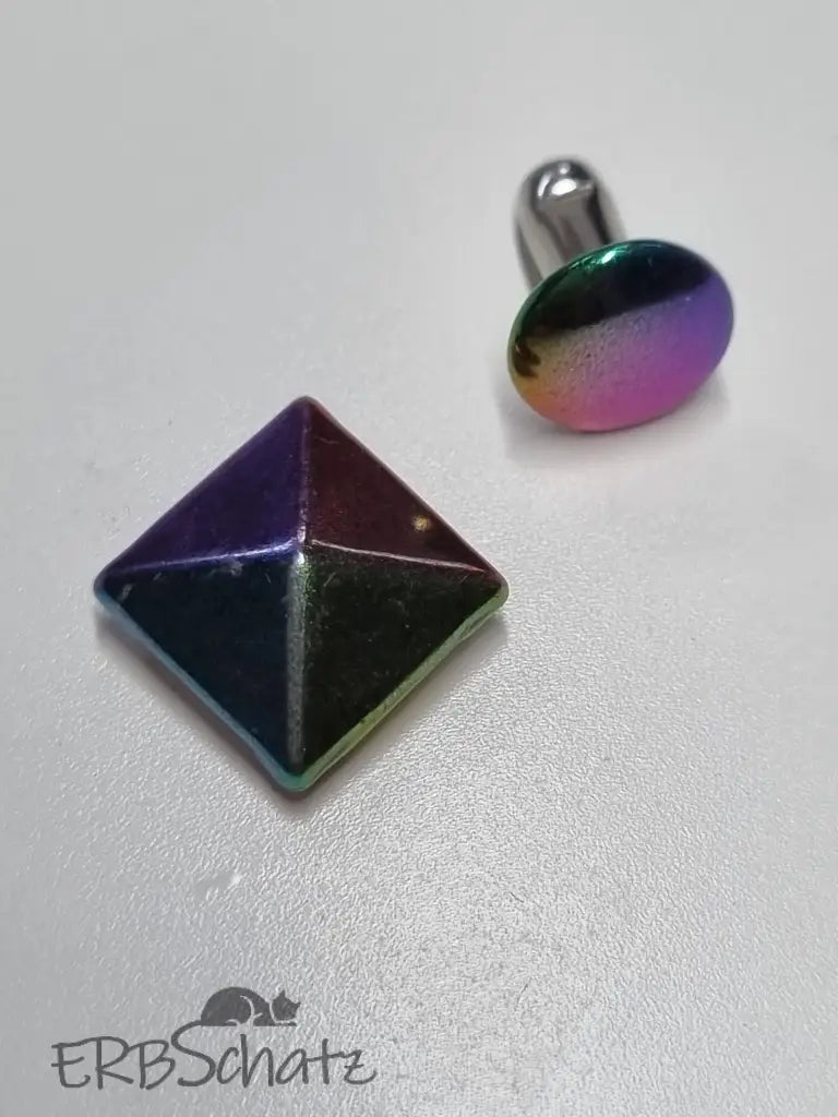 Viereck Niete Pyramide Rainbow 9/10 mm - reißverschluss