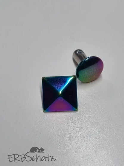 Viereck Niete Pyramide Rainbow 9/10 mm - reißverschluss