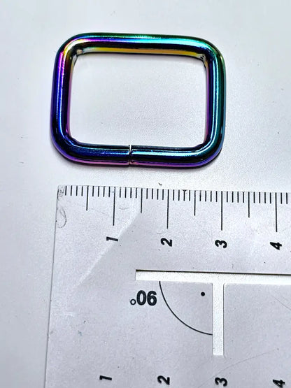 Vierkant-Ringe Farbauswahl für 25mm Gurtband Rainbow
