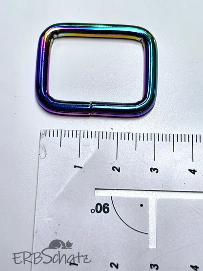 Vierkant-Ringe Farbauswahl für 25mm Gurtband Rainbow