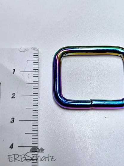 Vierkant-Ringe Farbauswahl für 25mm Gurtband Rainbow