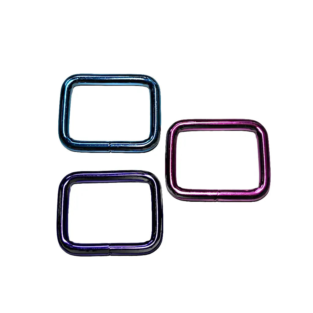 Vierkant-Ringe Metallic Colours für 25mm Gurtband Pink