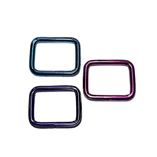 Vierkant-Ringe Metallic Colours für 25mm Gurtband Pink