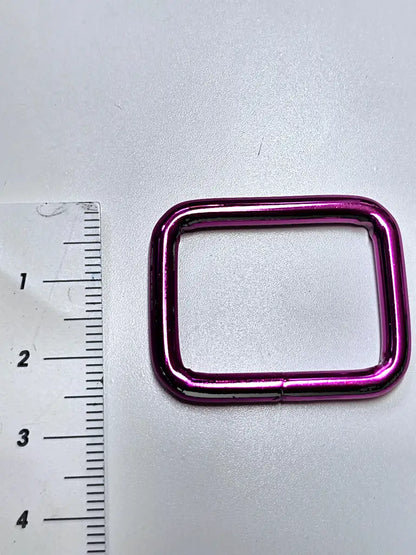 Vierkant-Ringe Metallic Colours für 25mm Gurtband Pink