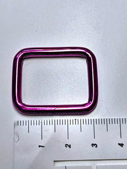 Vierkant-Ringe Metallic Colours für 25mm Gurtband Pink
