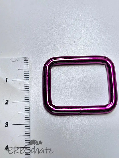 Vierkant-Ringe Metallic Colours für 25mm Gurtband Pink