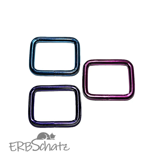 Vierkant-Ringe Metallic Colours für 25mm Gurtband Pink