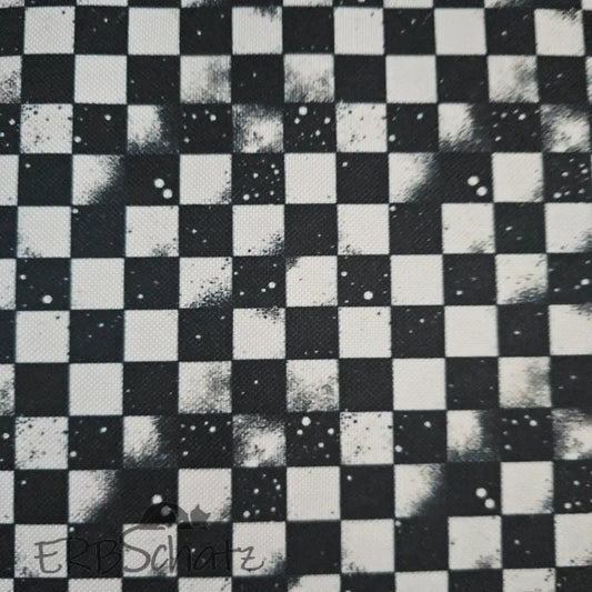 Wasserabweisender Canvas/Oxford | Grunge Schachbrett B/W