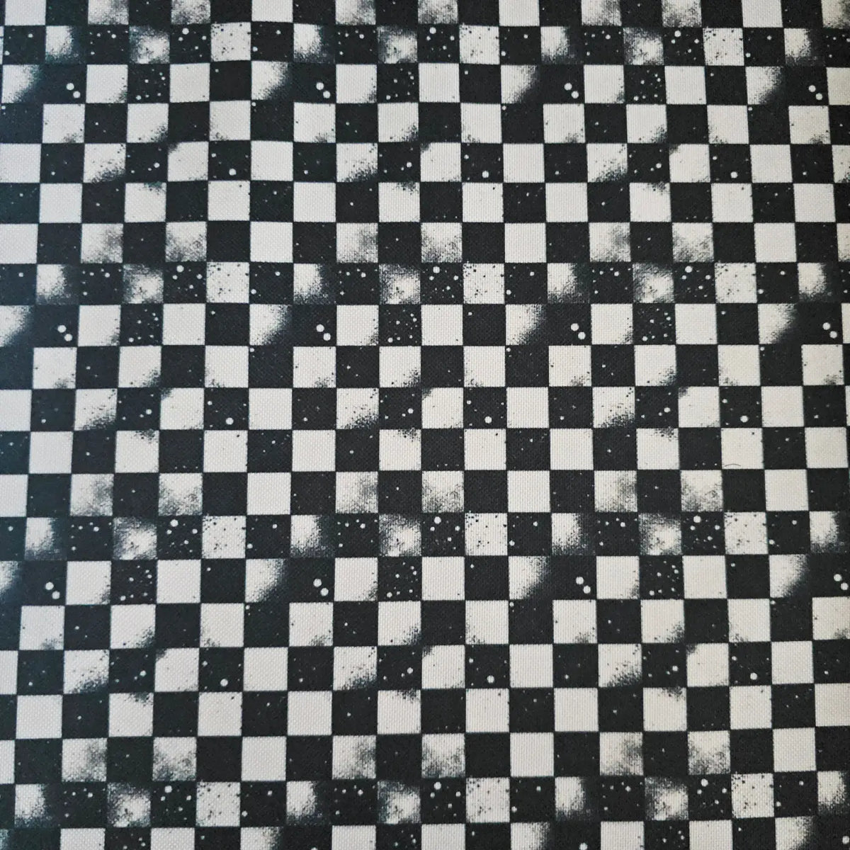 Wasserabweisender Canvas/Oxford | Grunge Schachbrett B/W