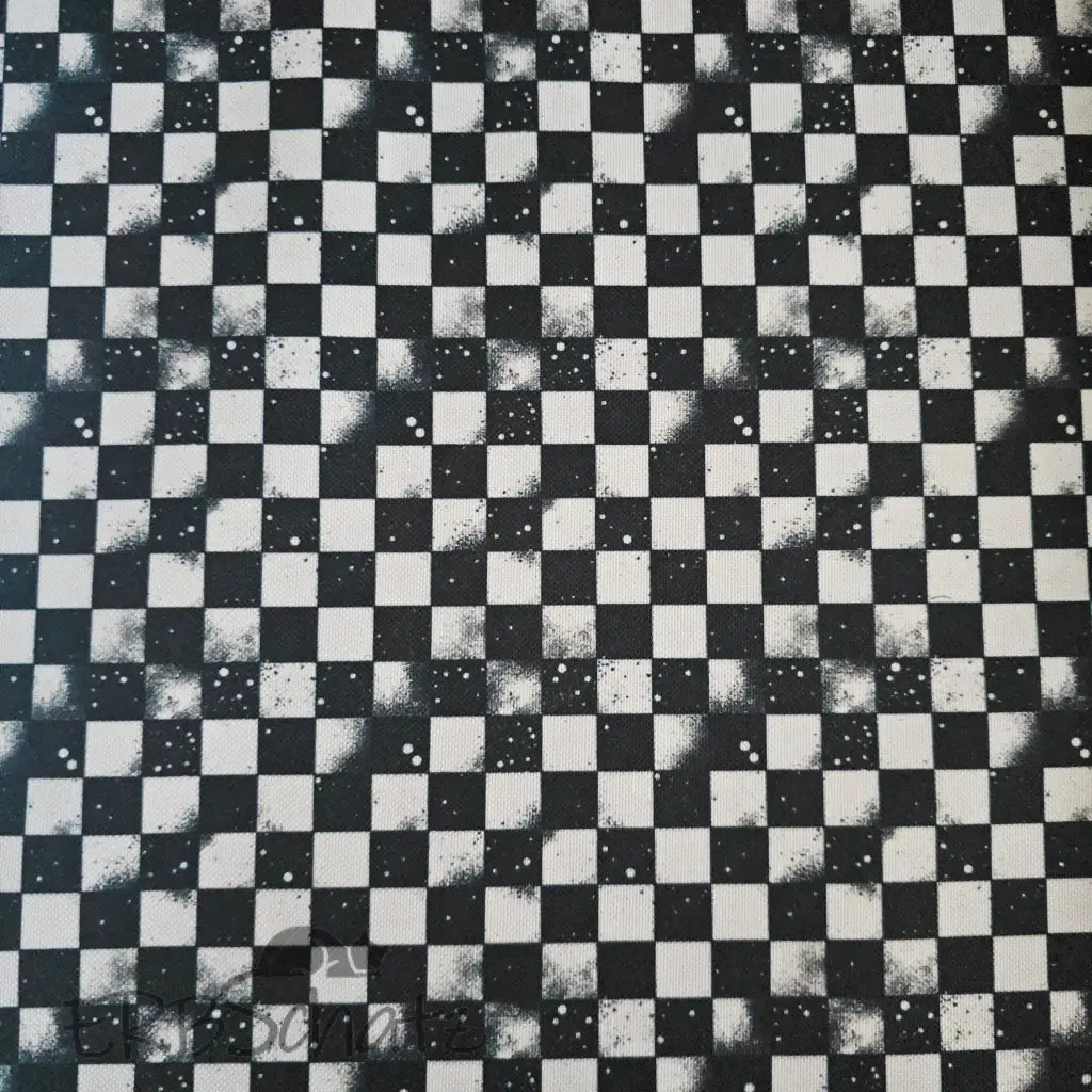 Wasserabweisender Canvas/Oxford | Grunge Schachbrett B/W