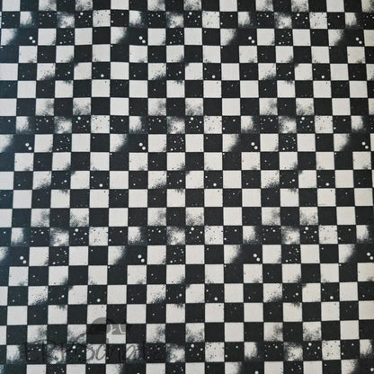 Wasserabweisender Canvas/Oxford | Grunge Schachbrett B/W