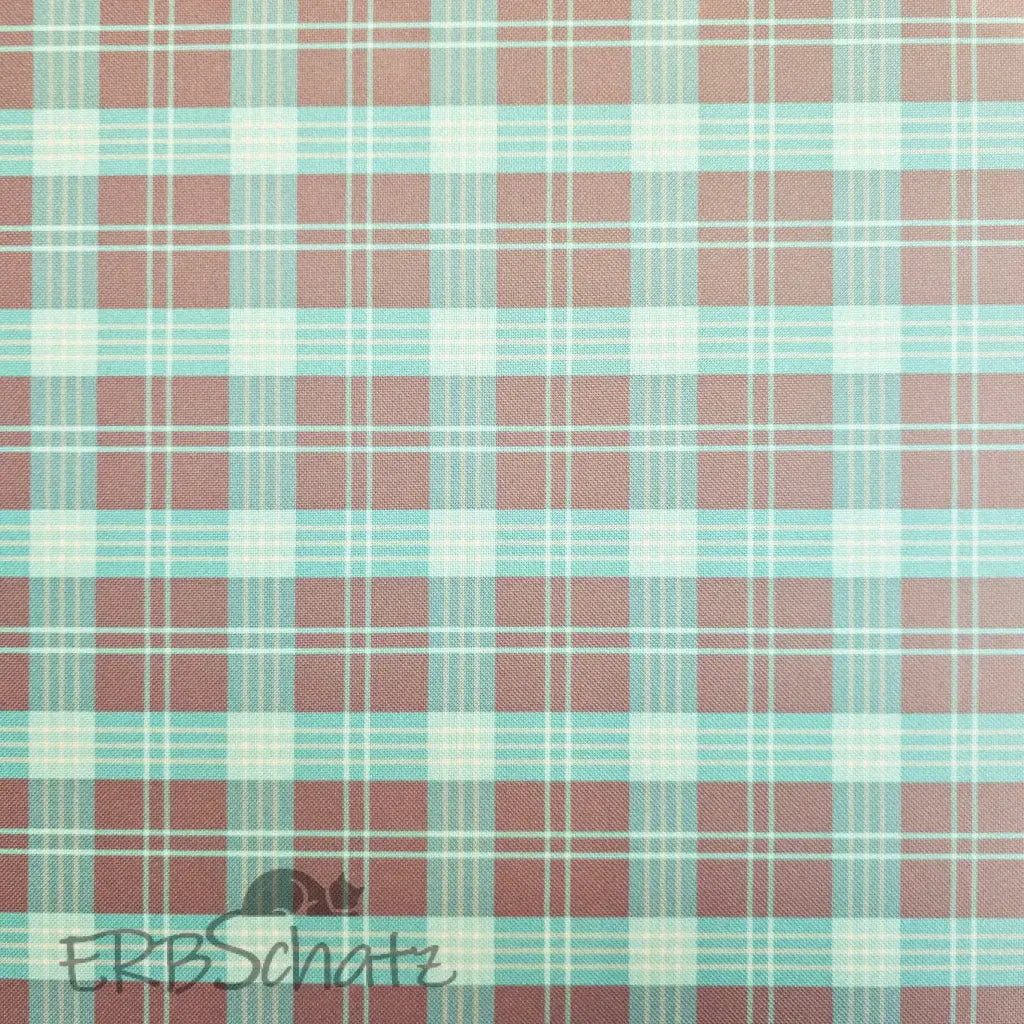 Wasserabweisender Canvas/Oxford | Karo Türkis Grau | 0,5m