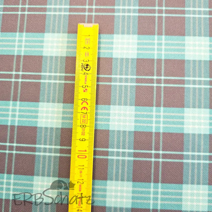 Wasserabweisender Canvas/Oxford | Karo Türkis Grau | 0,5m