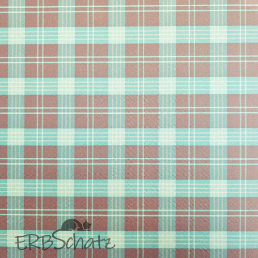 Wasserabweisender Canvas/Oxford | Karo Türkis Grau | 0,5m
