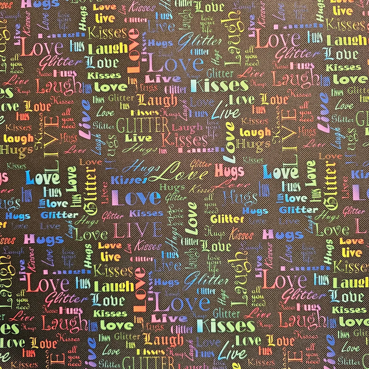 Wasserabweisender Canvas/Oxford LoveKisses Wordcloud | 0,5m