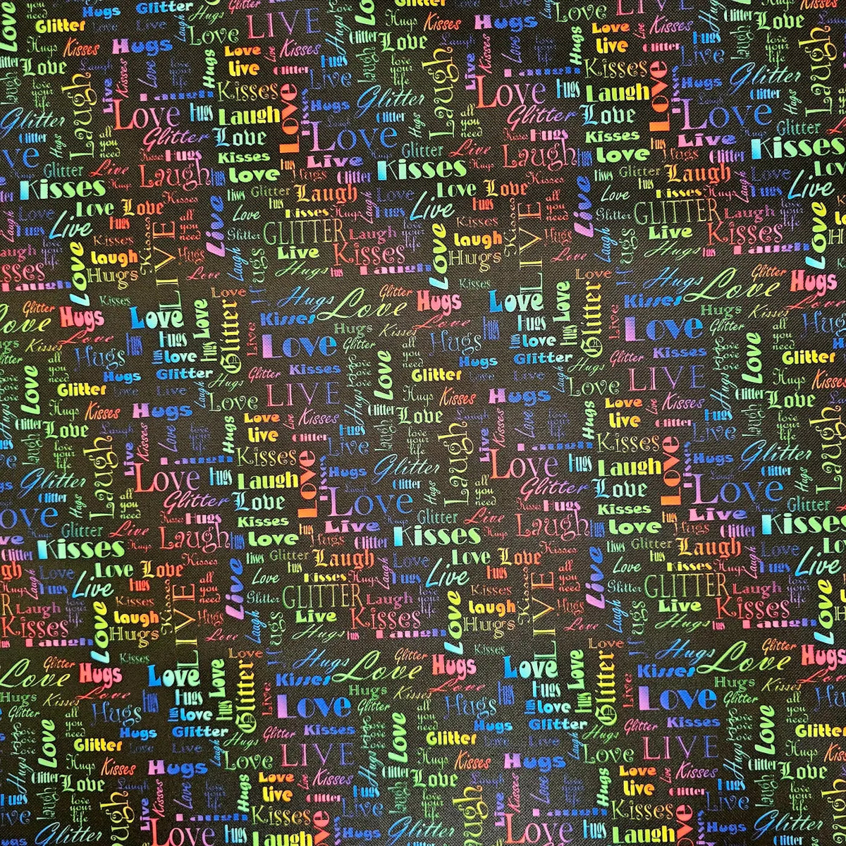 Wasserabweisender Canvas/Oxford LoveKisses Wordcloud | 0,5m