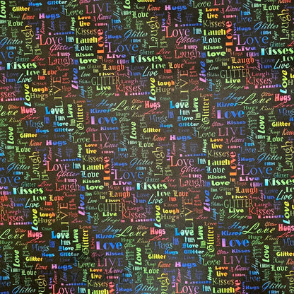 Wasserabweisender Canvas/Oxford LoveKisses Wordcloud | 0,5m