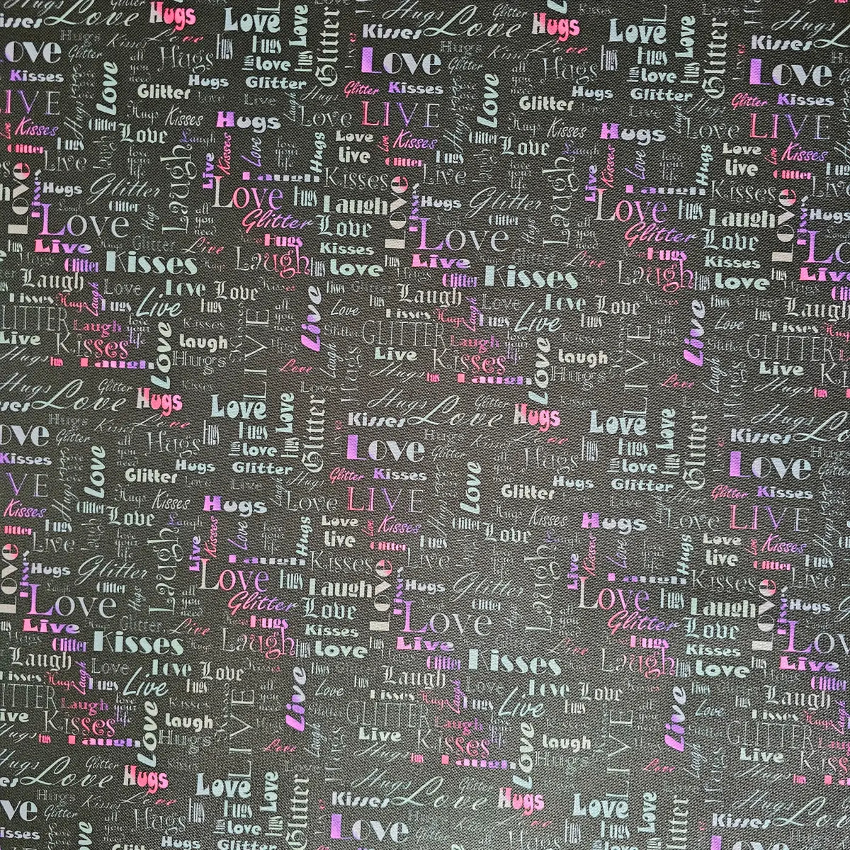 Wasserabweisender Canvas/Oxford LoveKisses Wordcloud | 0,5m