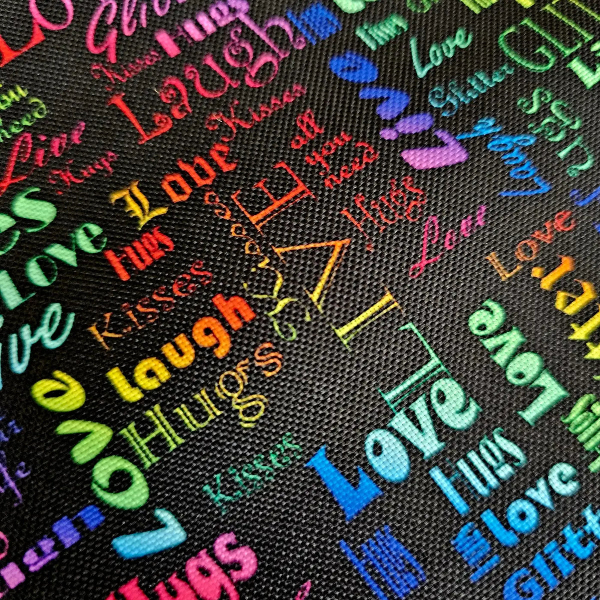 Wasserabweisender Canvas/Oxford LoveKisses Wordcloud | 0,5m