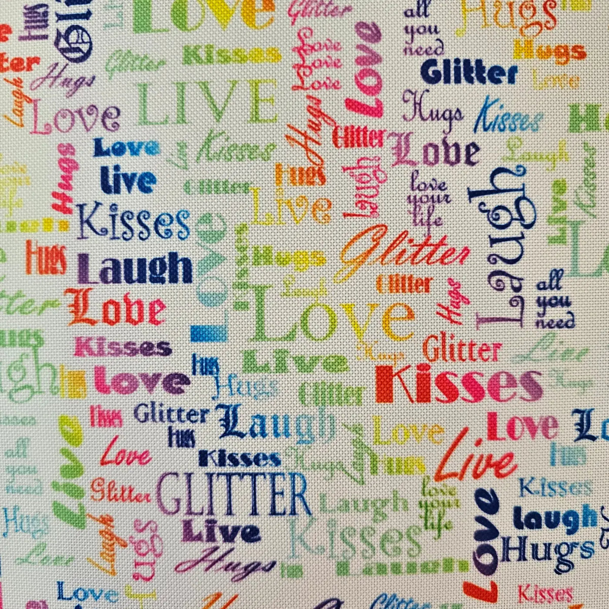 Wasserabweisender Canvas/Oxford LoveKisses Wordcloud | 0,5m