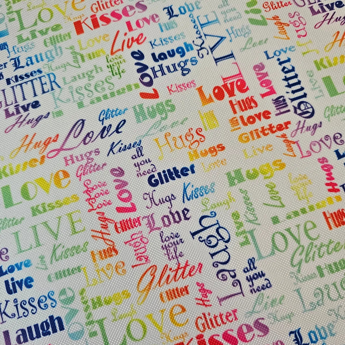 Wasserabweisender Canvas/Oxford LoveKisses Wordcloud | 0,5m