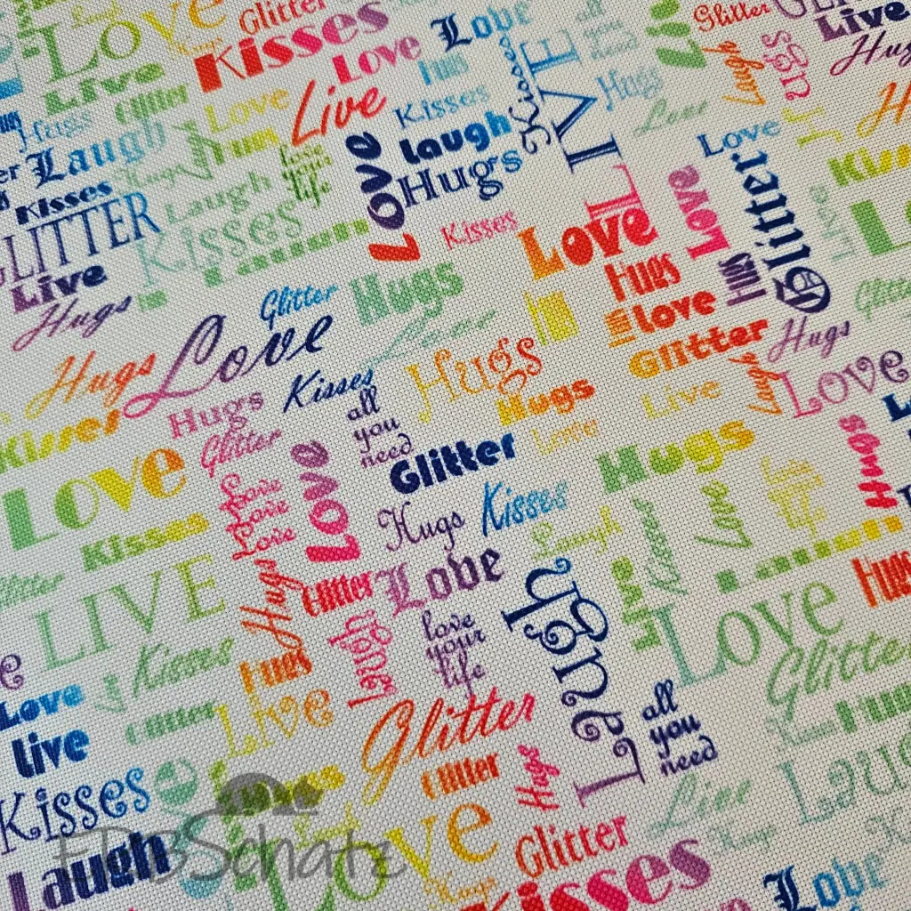 Wasserabweisender Canvas/Oxford LoveKisses Wordcloud | 0,5m